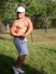 A little entertainment posing for family and friends at a party. No tan. No contest colour.