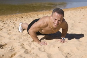 Push-ups on the local beach. Basics can be hard work!