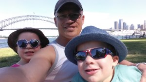 Guess where we are? The Sydney Harbour bridge in the background - at one of our nearby favourite playgrounds. 