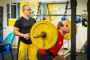 Ex-Australian Wallaby Captain - Phil Waugh performing a set of squats. Using good exercise technique(which includes proper breathing) is paramount to success. 