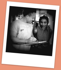 Explaining some of the finer points of training to Vicky during my 'coaching conversations' with my students. Better athletes train smarter.