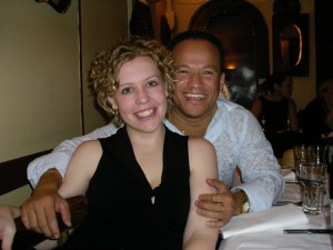 Here we are ... my beautiful wife and I. at a dinner party. 