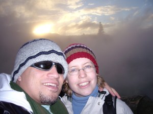 Sharing the snow with my E.T. 